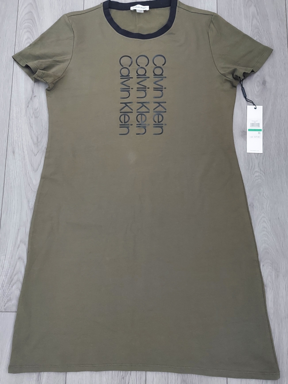 Calvin Klein Olive Green Logo T-Shirt Dress